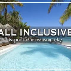Rajskie wakacje all inclusive i podróż na własną rękę. Luksusowy basen, palmy i plaża.