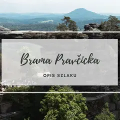 Kamienna brama Pravčicka w Czechach, malowniczy krajobraz z formacjami skalnymi i lasami.