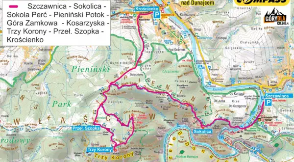 Pieniński plan zwiedzania: Szczawnica, Sokolica, Sokola Perć, Trzy Korony, Krościenko. Trasy piesze i widoki.